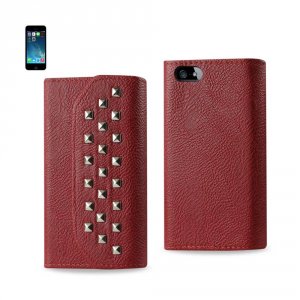 Apple FC252-IPHONE5SDRD Reiko Iphone Se 5s 5 Studs Wallet Case In Dark