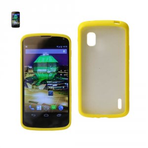 Lg PP-LGE960YL Reiko  Nexus 4 Frame Bumper Clear Back Case In Yellow