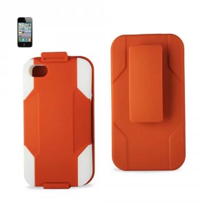 Apple SLCPC06-IPHONE4WHORG Reiko Iphone 4 4g Hybrid Heavy Duty Holster