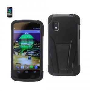 Lg SLCPC12-LGE960BK Reiko  Nexus 4 Hybrid Heavy Duty Case With Kicksta