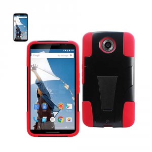 Motorola SLCPC12-MOTNEX6RDBK Reiko  Nexus 6 Hybrid Heavy Duty Case Wit