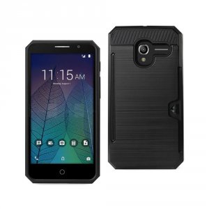 Alcatel SPWC01-ALCSTEBK Reiko  Tru Slim Armor Hybrid Case With Card Ho