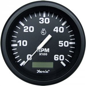 Faria TC9133 Faria Heavy-duty 4 Tachometer Whourmeter (6000 Rpm) (gas)