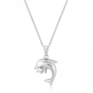 Icon J10824 Matte Rhodium Dolphin Pendant P11332n-c01