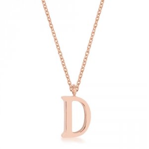 Icon J11755 Elaina Rose Gold Stainless Steel D Initial Necklace P11456