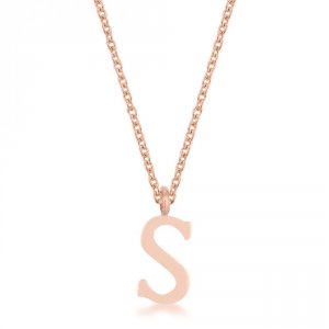 Icon J11770 Elaina Rose Gold Stainless Steel S Initial Necklace P11456