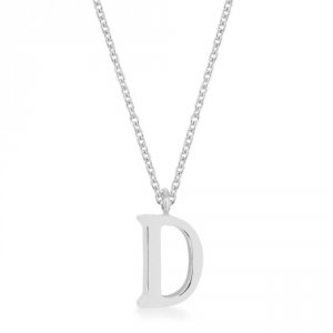 Icon J11781 Elaina Rhodium Stainless Steel D Initial Necklace P11456r-