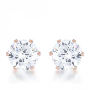 Icon J11852 Reign 3.4ct Cz Rose Gold Stainless Steel Stud Earrings E01