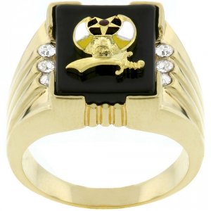 Icon J8143 3-stone Shriners Men039;s Ring (size: 09) R07570g-v01-09