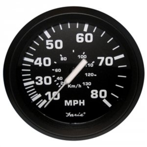 Faria 32812 Faria Euro Black 4 Speedometer - 80mph (mechanical)