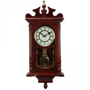 Bedford BED1424RW-RB Collection Redwood Finish 25 Wall Clock With Pend