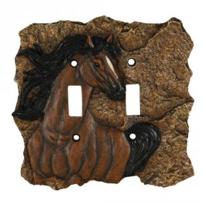 Rivers 663 New Horse Double Switch Plate Cover