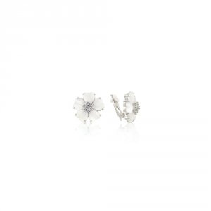 Icon J4466 White Flower Nouveau Clip Earrings E20011r-c93-clip