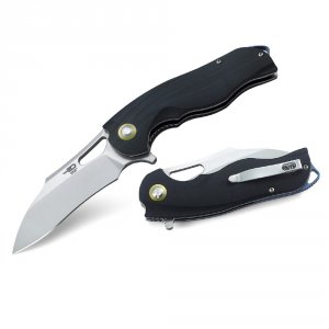 Bestech BG08A-1 Bestech Rhino Folder 3.625 In Satin Plain Black G-10 H