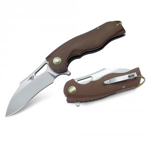 Bestech BG08B-1 Bestech Rhino Folder 3.625 In Satin Plain Beige G-10 H