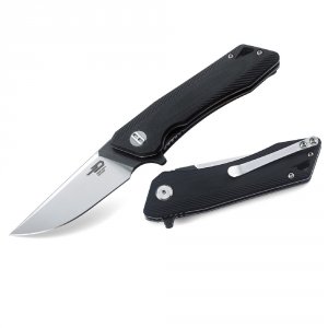 Bestech BG10A-1 Bestech Thorn Folder 4.3 In Satin Plain Black G-10 Han