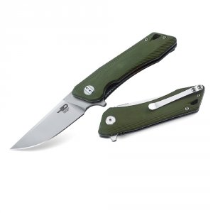 Bestech BG10B-2 Bestech Thorn Folder 4.3 In Stonewash Plain Green G-10