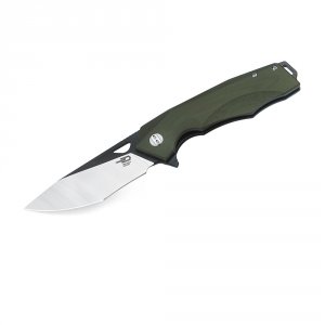 Bestech BG14B-2 Bestech Toucan Folder Blk Sw-satin Plain Green G-10 Ha