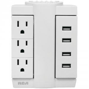 Rca RA50682 3-outlet Swivel Wall Tap With 4 Usb Ports Pswts3u48z