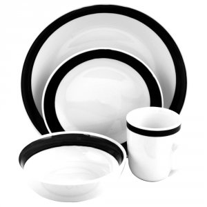 Gibson 38429.16 Basic Liiving Iii 16pc Dinnerware Set-black