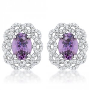 Icon J11697 Amethyst Oval Stud Earrings E50175r-c20