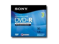 Sony 3DMR30R1H Dvd-r, , 1.4gb, 8cm, W Hang Tab, 3pk