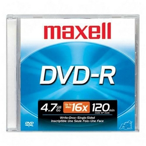 Maxell 638000 Dvd-r, 4.7gb. 16x, Branded, Jewel Case