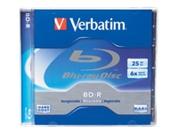 Verbatim 96910 Bd-r, , 25gb, 6x, Branded, 1pk Jewel Case Box, Taa