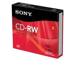 Sony 5CDRW700HRH Disk Cd R W 80 Min High Speed 5 Pkjewel Case With Han