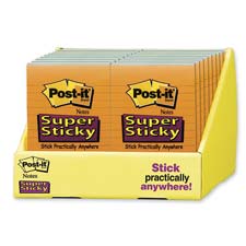 3m 46453SSANT Post It Pads Super Sticky 4 X6  3 Pack 18pk Ds Assorted