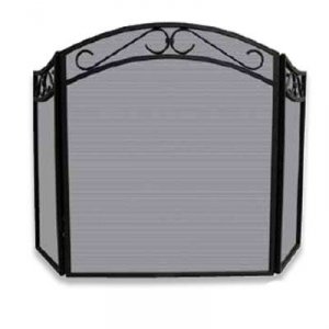 Blue S-1088 3 Fold Black Iron Arch Screen