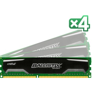 Crucial BLS4KIT4G3D1609DS1S0 Memory 0 16gb Ddr3 1600 4x4gb Ballistix R