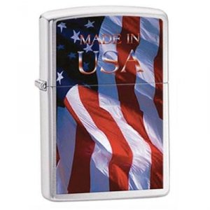 Zippo 24797 Made In Usa Flag Brushed Chrome