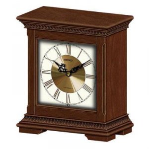 Seiko QXW418BLH Elegant Wooden Mantel Clock - Classic Design By