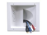 Peerless IBA5-W Recessed Low Voltage Media Plate With Duplex Surge Sup