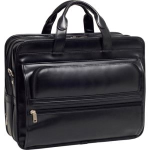 Mcklein 86485 Stetson  Black Leather Double Compartment Laptop Case