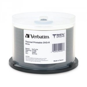 Verbatim 94907 Medidisc Dvd-r, , 4.7gb, 8x, Branded White Thermal Prin