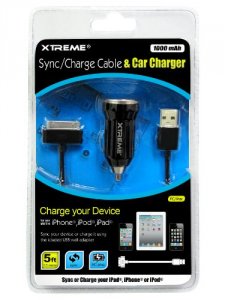 Xtreme 88923 Cable Car Charger, 5' Sync, With Charger Cable