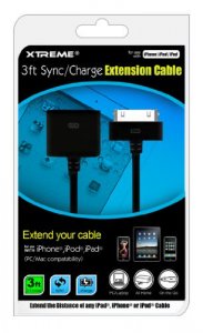 Xtreme 59983 Cable,3',synccharge Extension,black