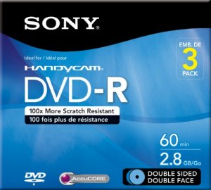 Sony 3DMR60DSR1HC Dvd-r, 3dmr60l1h, 2.8gb, 8cm, Double Sided, 3pk With