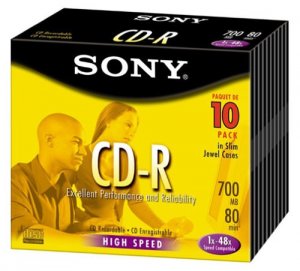 Sony 10CDQ80SS 10 X Cd R 700 Mb 80min 48x Slim Jewel Case