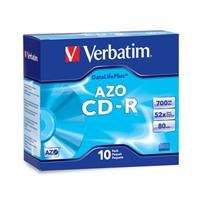 Verbatim 94760 Azo Cd-r, , 700mb, 52x, Branded, 10pk Slim Case, Taa