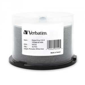 Verbatim 94550 Cd-r, , 700mb, 52x, Digital Vinyl White Inkjet Printabl