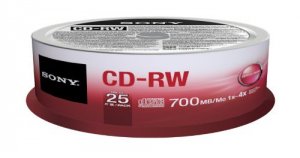 Sony 25CRW80SPM Cd-rw, , 80 Min, 4x, 25pk Spindle