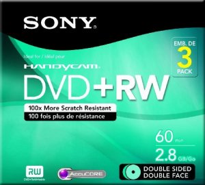 Sony 3DPW60DSR2HC 3 Pack 8cm Dvdrw Ds Hang Tab