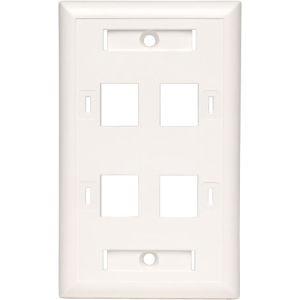 Tripp N042-001-04-WH , Quad Outlet Rj45 Universal Keystone Face Platew