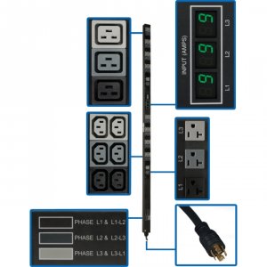 Tripp PDU3MV6L2120 , Pdu, 3 Phase Metered, 5.7kw, 208120v, 0urm, 36 C1