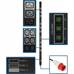 Tripp PDU3XMV6G20 , Pdu, 3 Phase Metered, 11.5kw, 220-240v 0urm, 36 C1