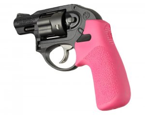 Hogue 78037 Ruger Lcr No Finger Groove Rubber Tamer Cushion Grip Pink