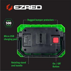 Ezred XLM500GR Ez Red Extreme Magnet Worklight Green Logo Cob Color Bo